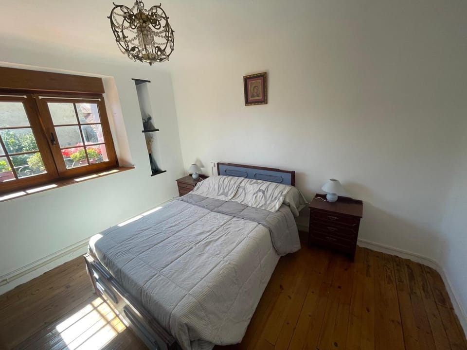 Bed, wardrobe
