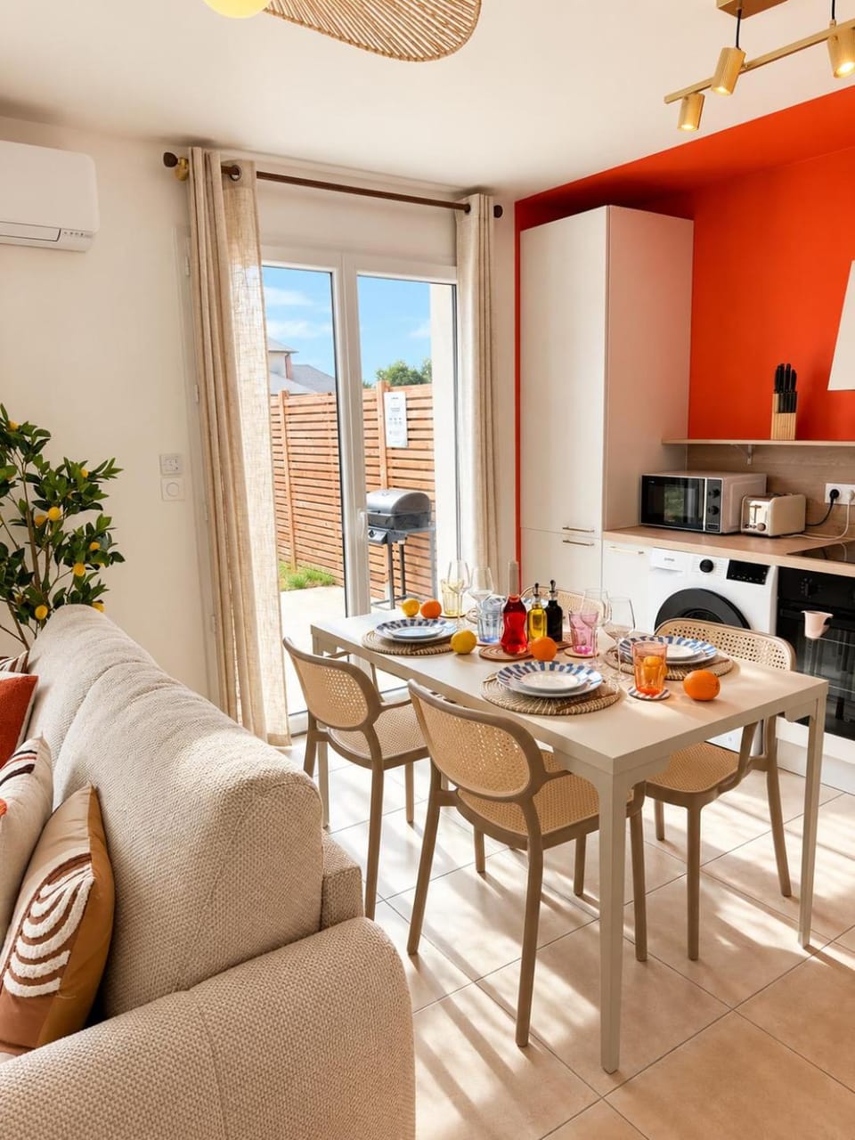 Kitchen or kitchenette, Living room, Dining area