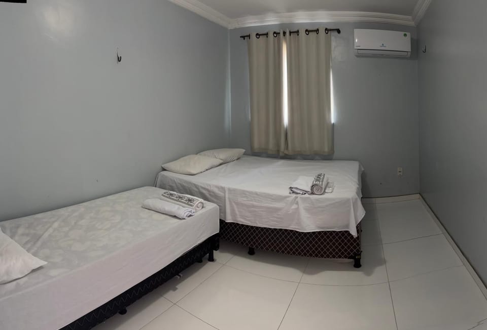 Bed, Bedroom, towels, air conditioner