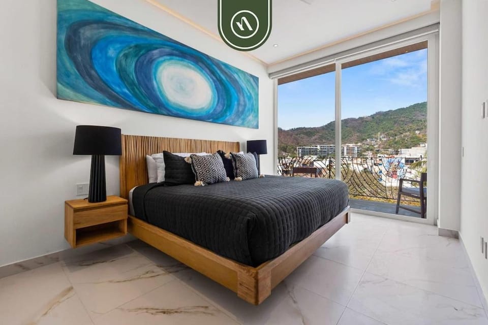 Bed, Bedroom, Mountain view
