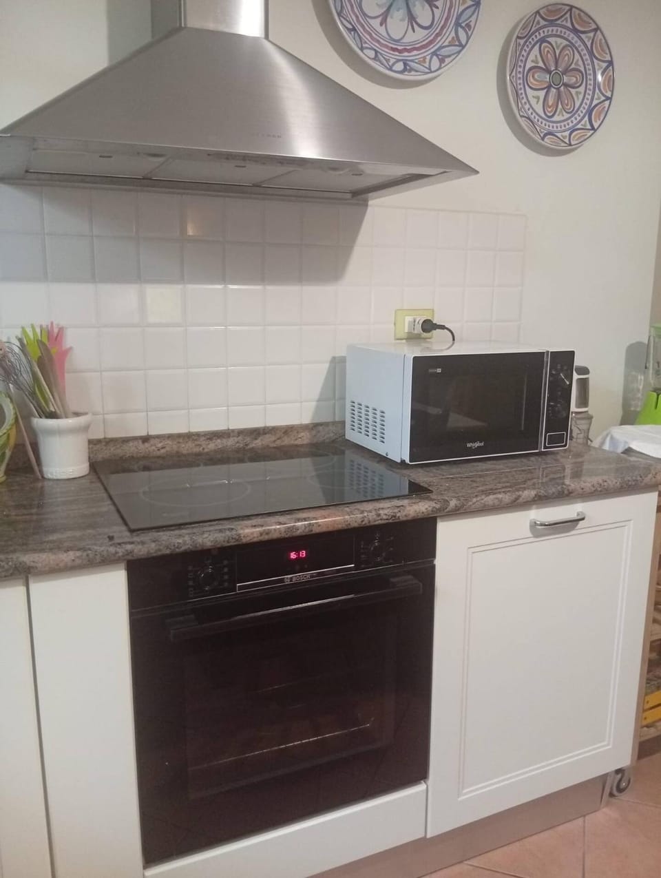 Kitchen or kitchenette, stove