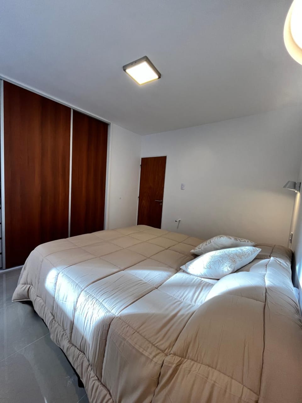 Bed, wardrobe