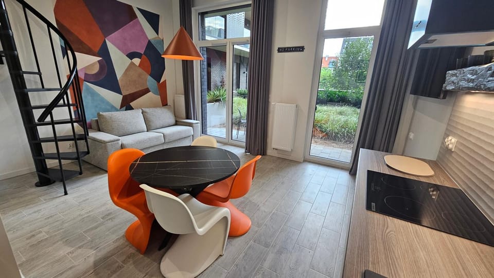 Bed, Balcony/Terrace, Kitchen or kitchenette, Living room, Dining area, stove, kitchen