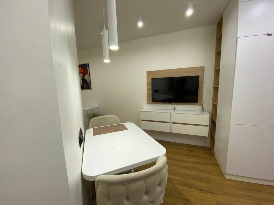 Bed, TV and multimedia, Kitchen or kitchenette, Photo of the whole room, Dining area