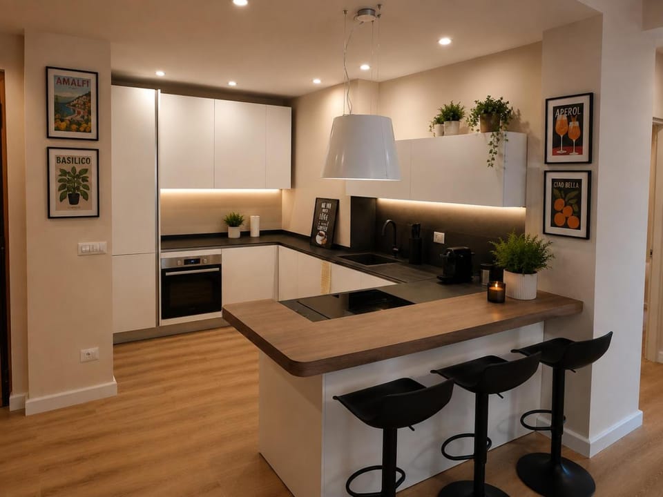 Kitchen or kitchenette, oven, stove