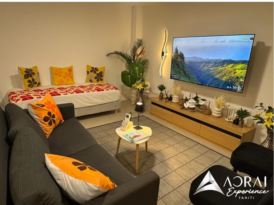 Bed, TV and multimedia, Living room, Seating area