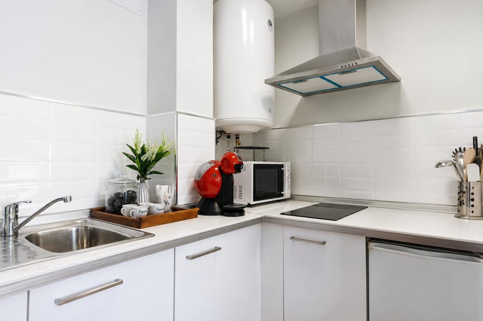 Kitchen or kitchenette, dishwasher, stove