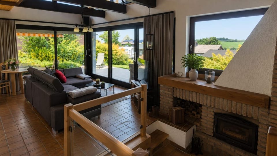 View (from property/room), Living room, Dining area, fireplace