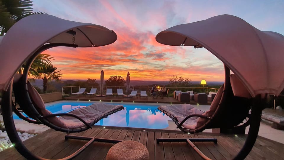 Pool view, Swimming pool, Sunset