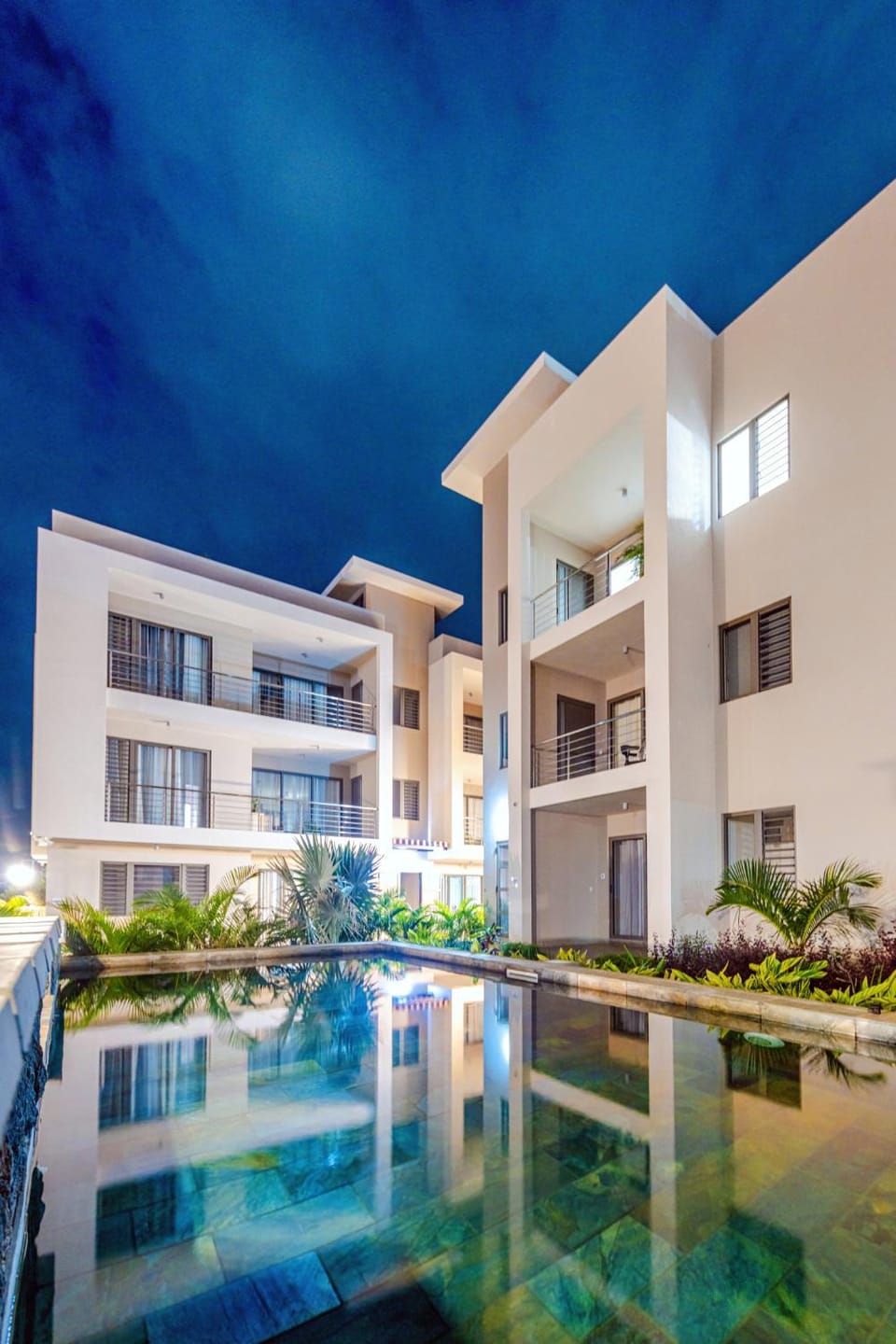 Property building, Night, Pool view, Swimming pool, Swimming pool