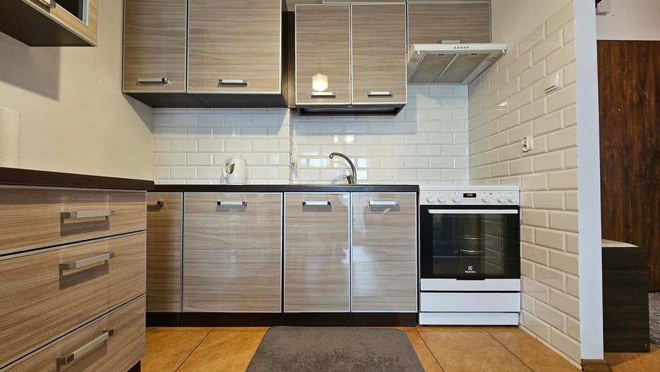 Kitchen or kitchenette, oven, stove