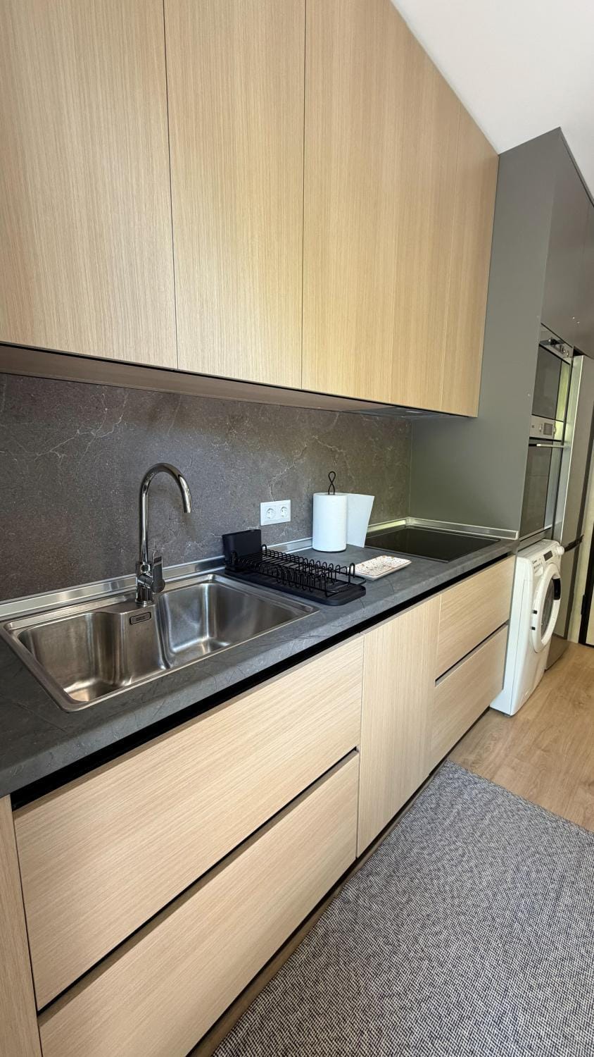Kitchen or kitchenette, stove