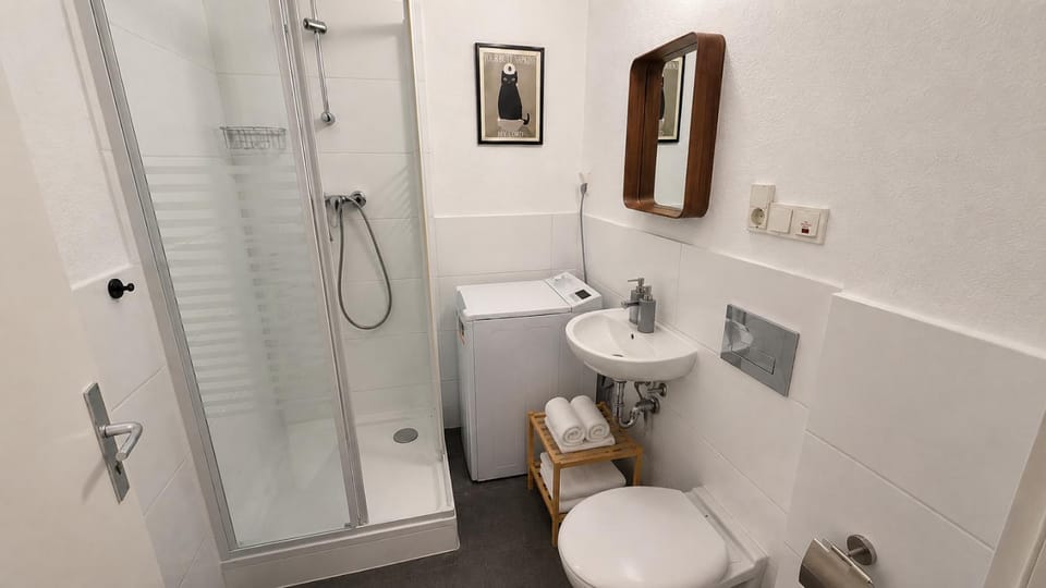 Shower, Toilet, Bathroom, towels, washing machine