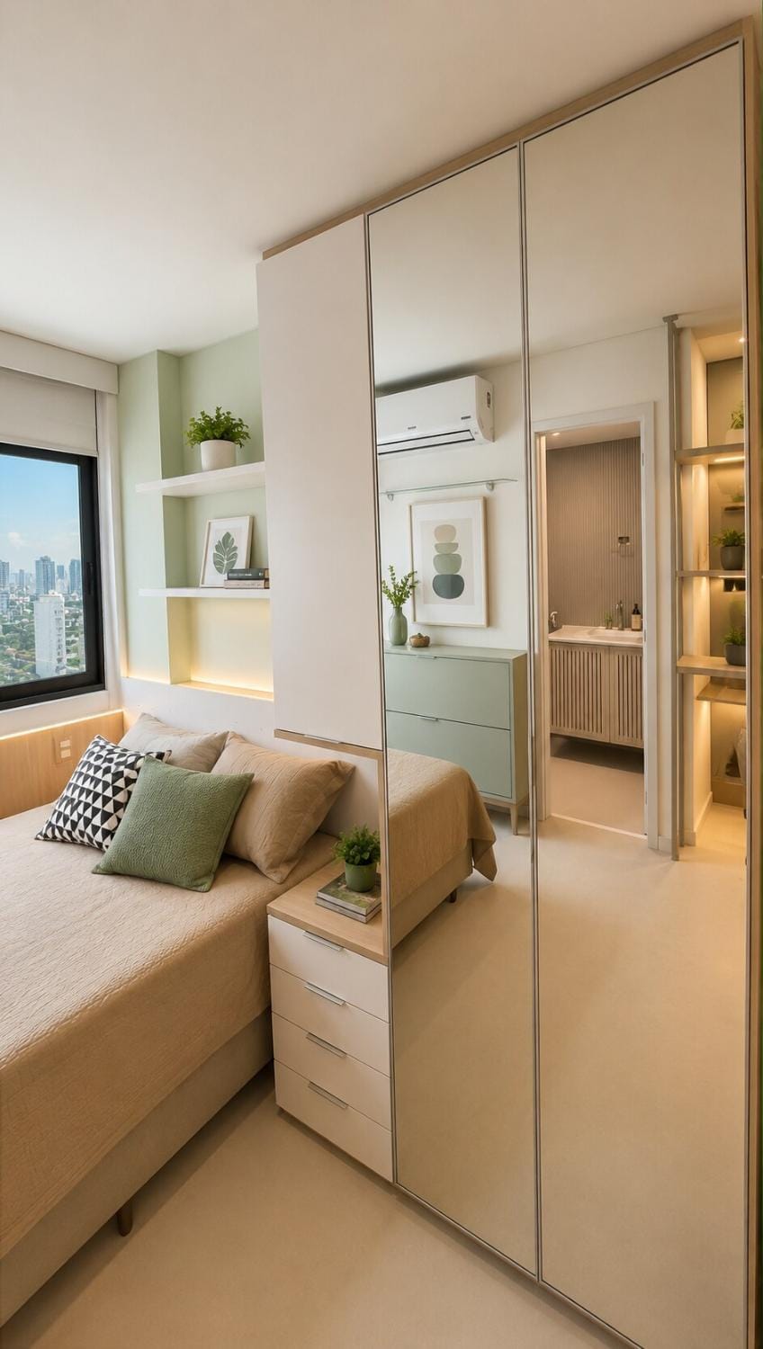 Bed, Living room, Photo of the whole room, Bedroom, wardrobe