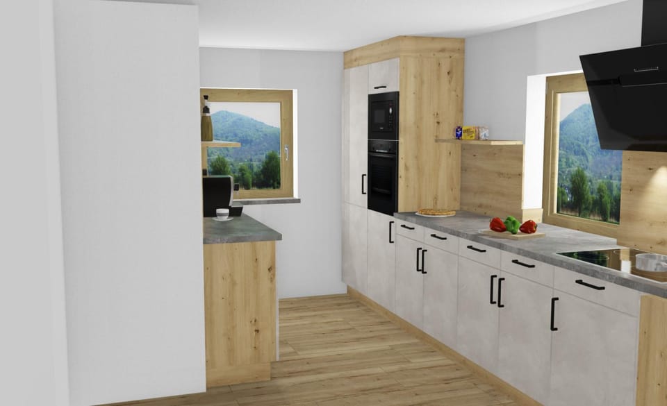 Kitchen or kitchenette, oven, stove