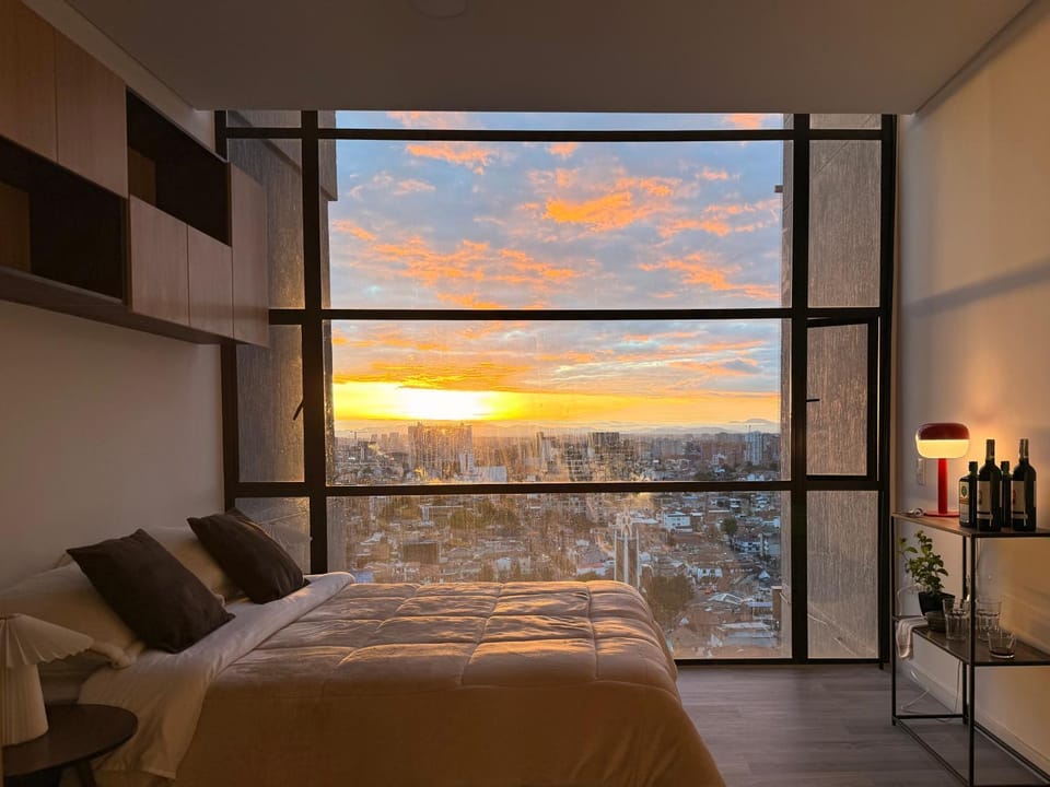 Bedroom, City view, Sunset