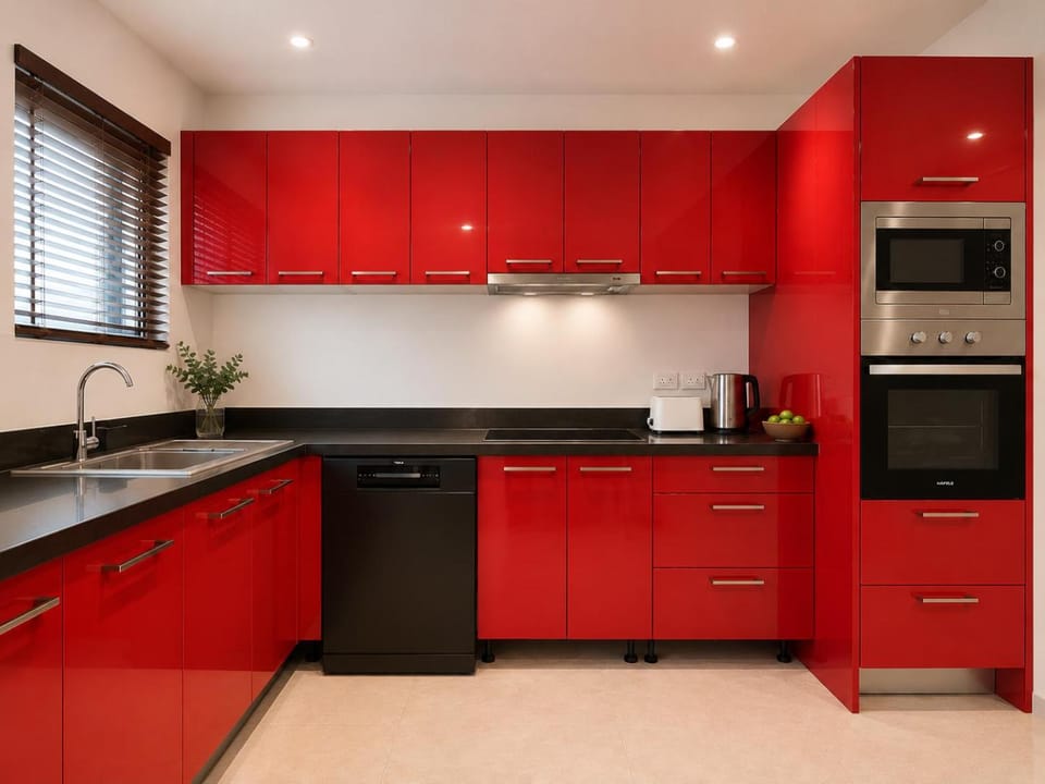 Kitchen or kitchenette, dishwasher, oven, stove, toaster