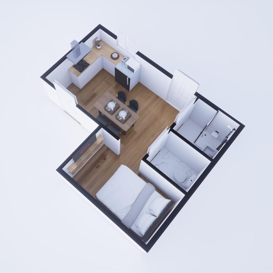 Bed, Photo of the whole room, Floor plan, Dining area, Bedroom