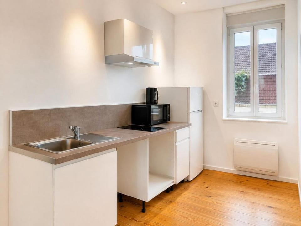 Kitchen or kitchenette, stove