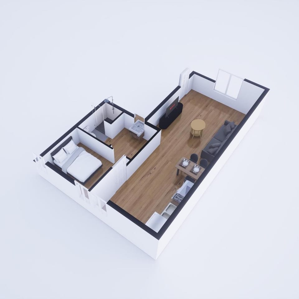 Bed, Photo of the whole room, Floor plan, Bedroom