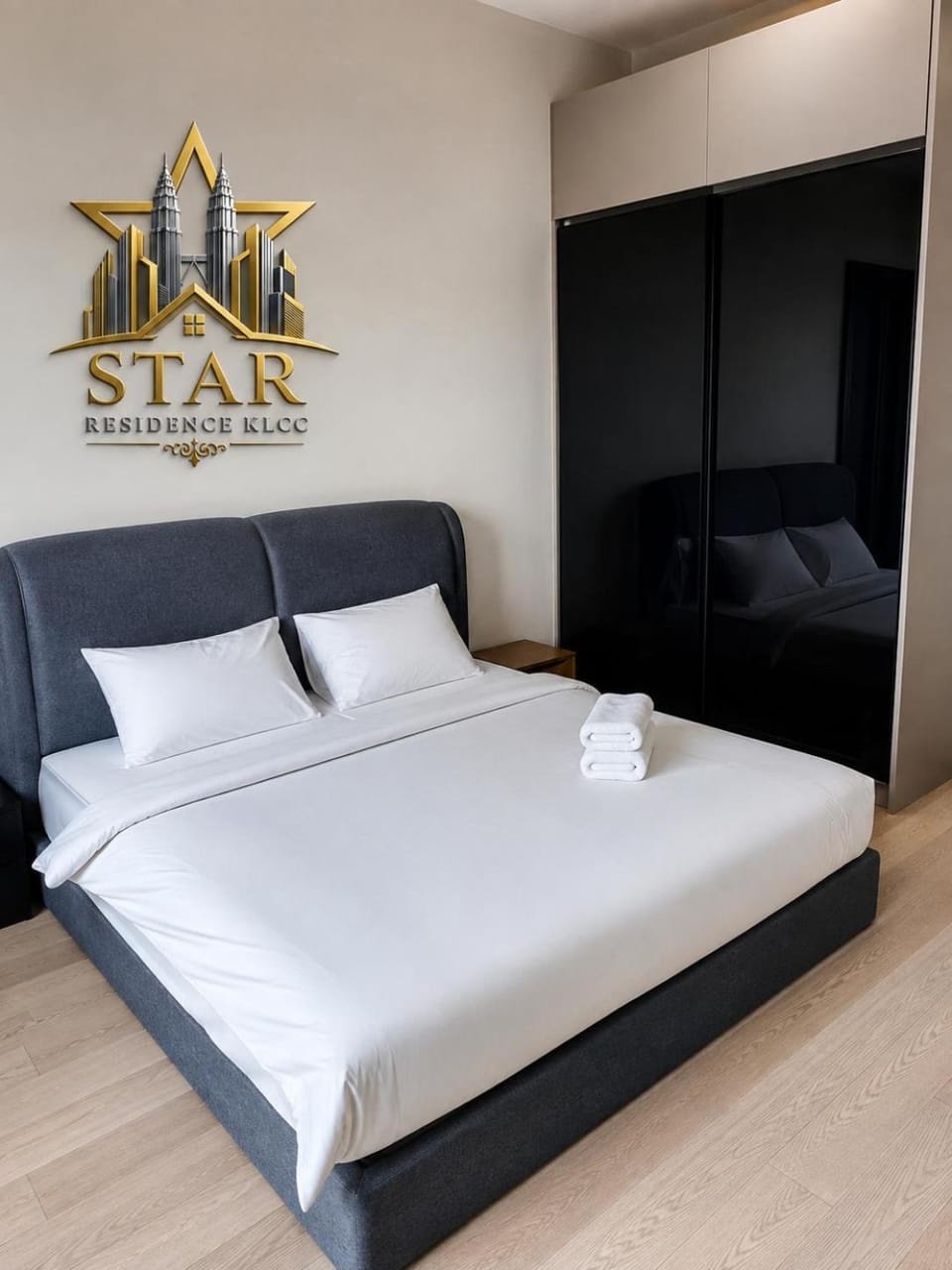 Bed, Property logo or sign, Photo of the whole room, Logo/Certificate/Sign, Bedroom, Certificate/Award