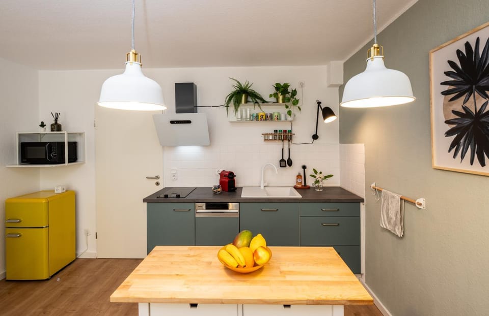 Kitchen or kitchenette, microwave