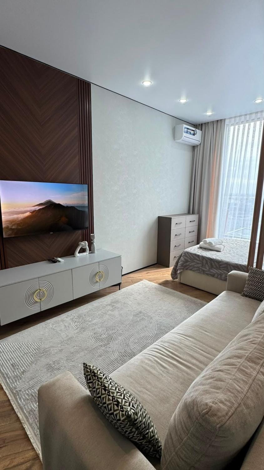 Communal lounge/ TV room, Bed, TV and multimedia, Living room, Photo of the whole room, Seating area, Bedroom, air conditioner