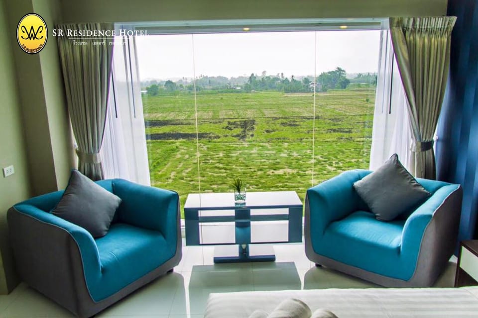 Living room, Seating area, Garden view