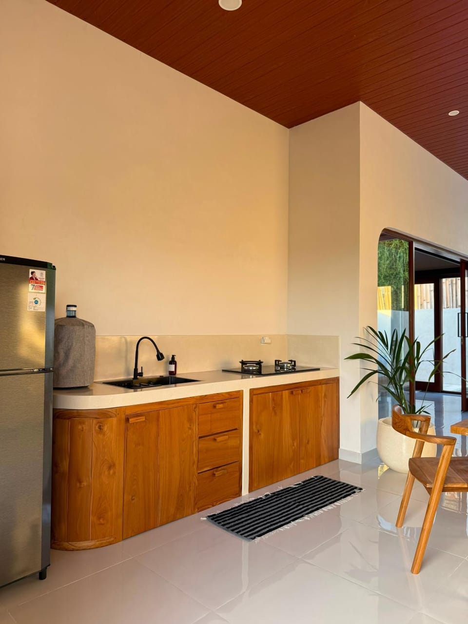 Kitchen or kitchenette, stove