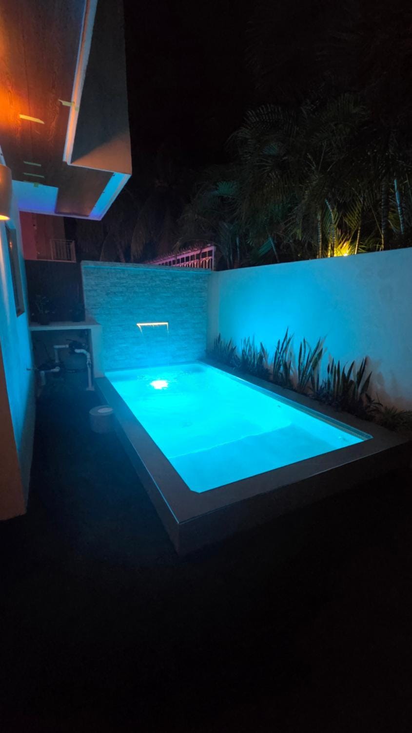 Night, Pool view, Swimming pool