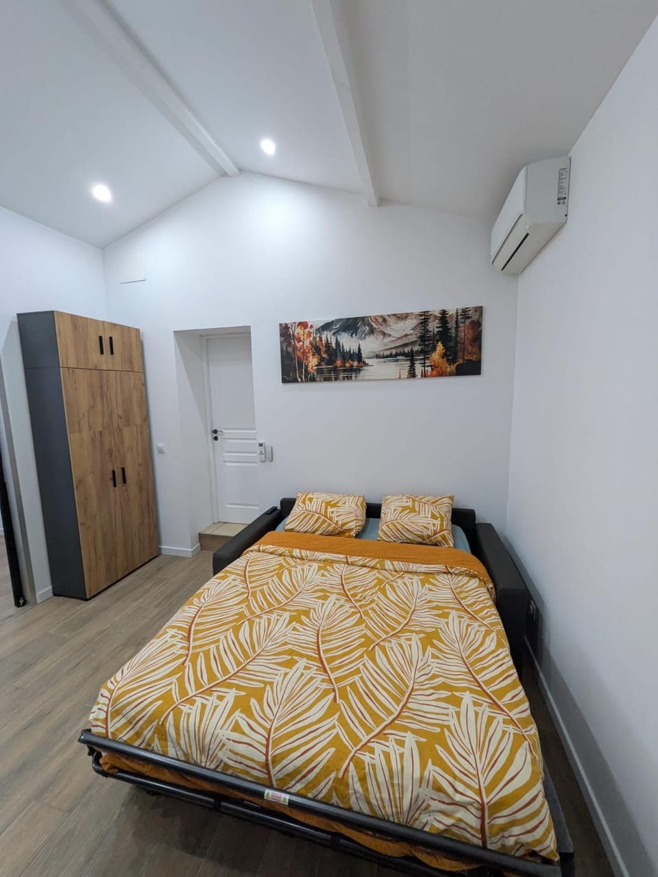 Bed, Photo of the whole room, Bedroom, wardrobe, air conditioner