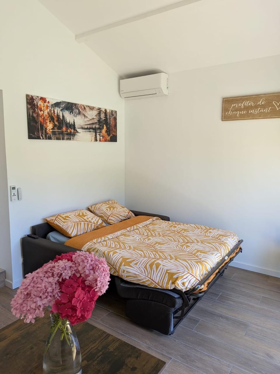 Bed, Photo of the whole room, Bedroom, air conditioner