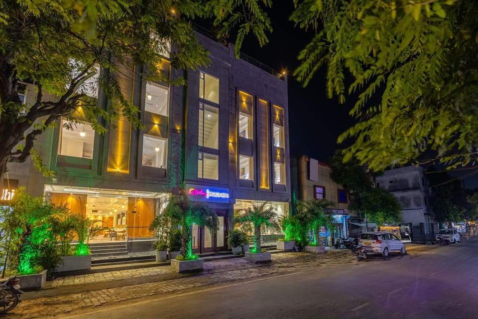 Property building, Night, Parking