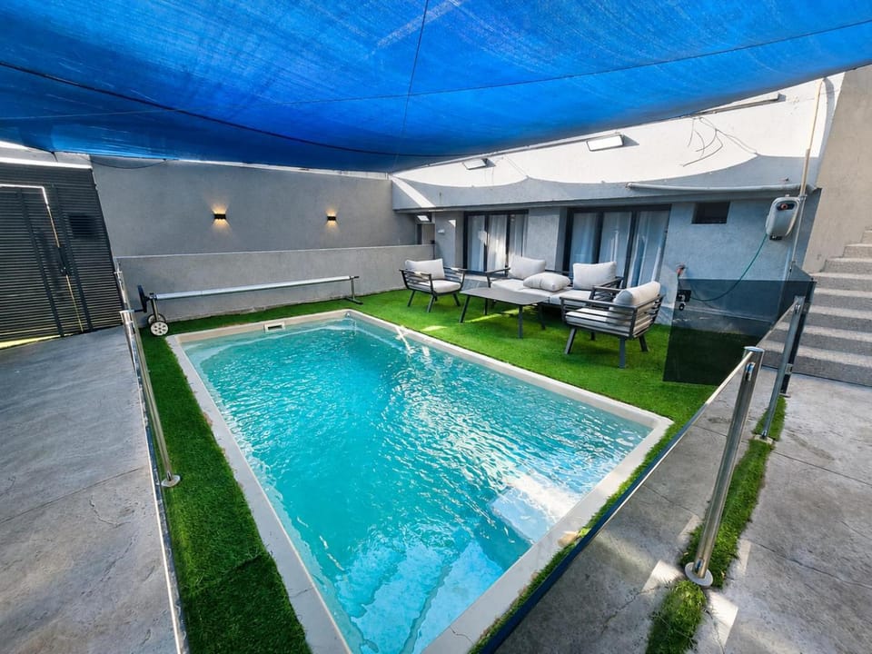 Patio, Pool view, Swimming pool, sunbed