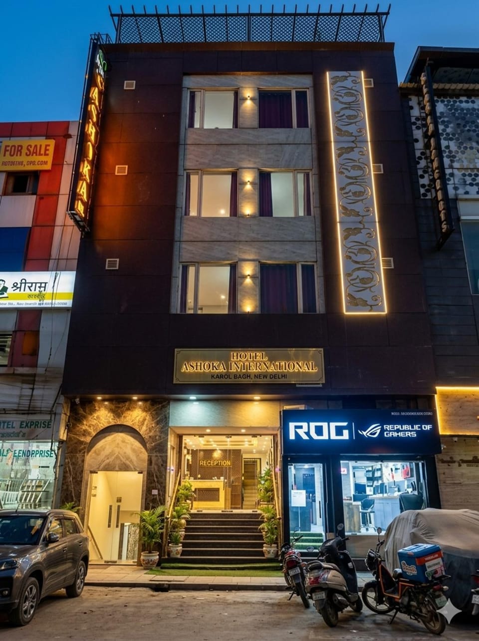 Property building, Night, City view, Location, Parking
