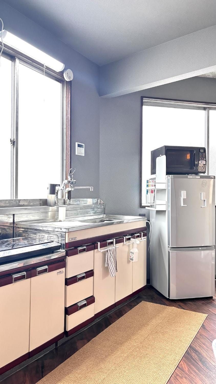 Kitchen or kitchenette, stove
