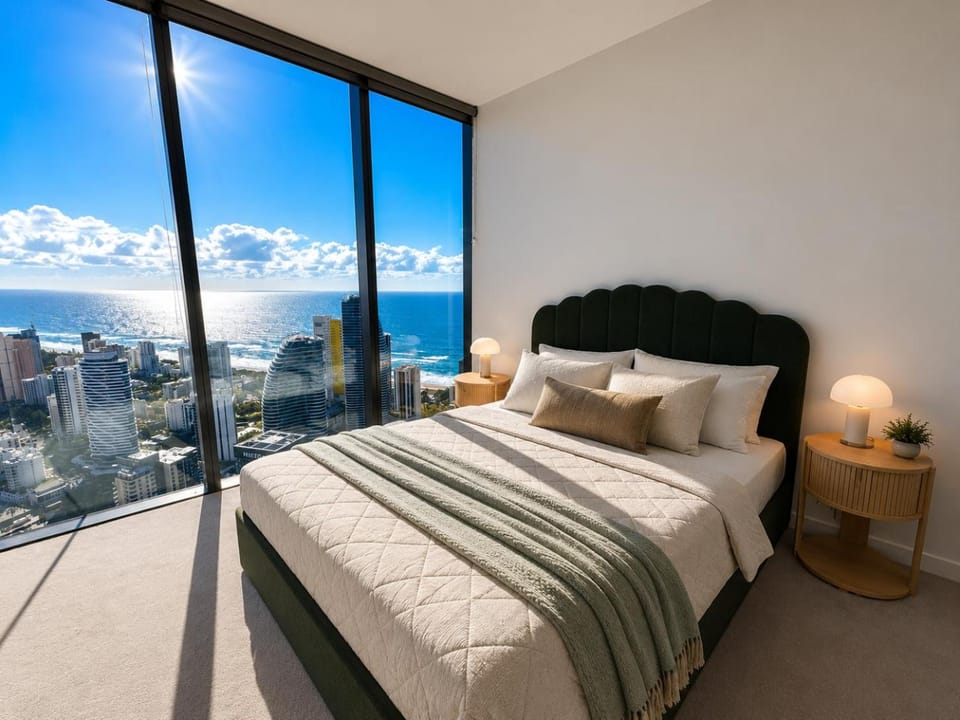 Photo of the whole room, Bedroom, City view, Sea view