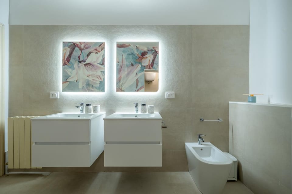 Shower, Bathroom, bidet, hair dryier, towels
