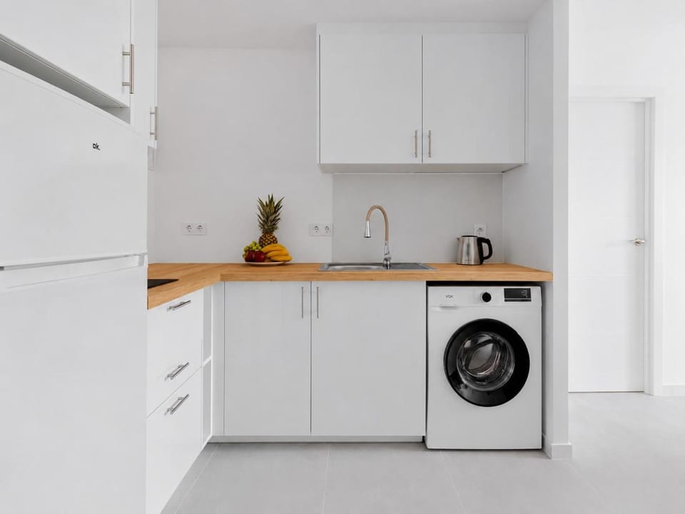Kitchen or kitchenette, stove