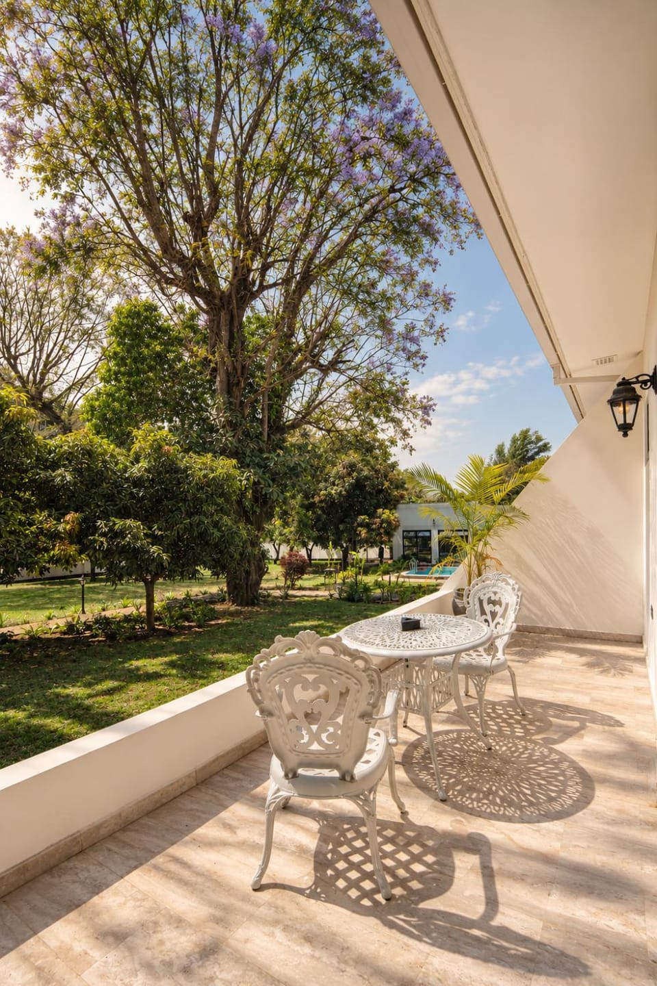 Patio, Spring, Day, Garden, View (from property/room), Balcony/Terrace, Seating area, Dining area, Garden view