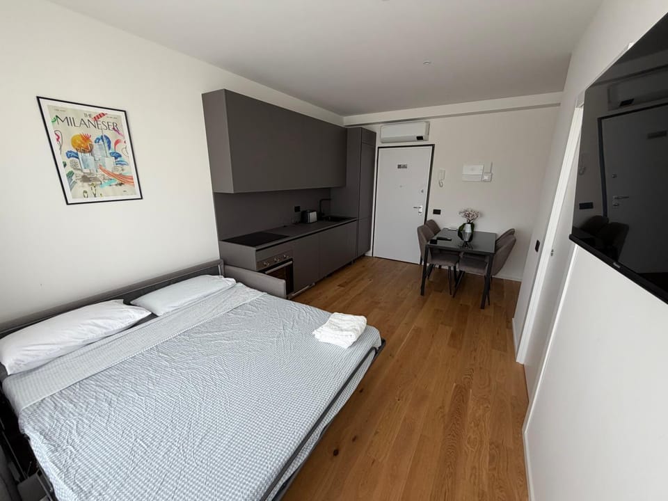 Bed, TV and multimedia, Kitchen or kitchenette, Photo of the whole room, Bedroom, minibar, oven, wardrobe