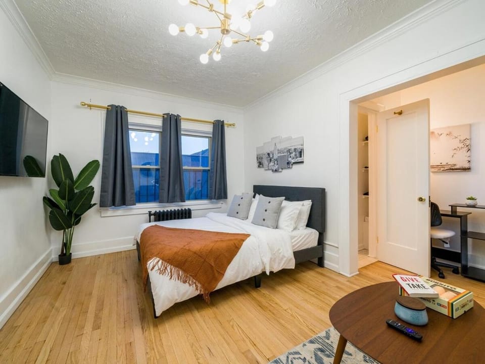 High Falls Studio TV Kitchen Downtown Rochester Apartment in Brighton