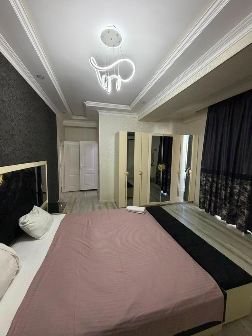 Bed, Photo of the whole room, Bedroom, towels, wardrobe