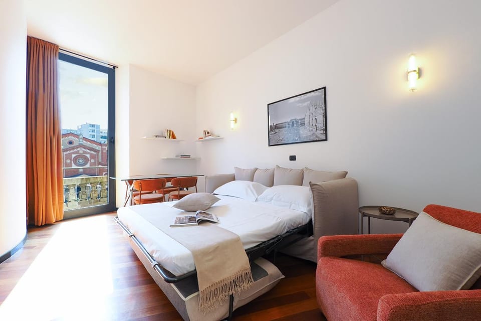Bed, Living room, Seating area