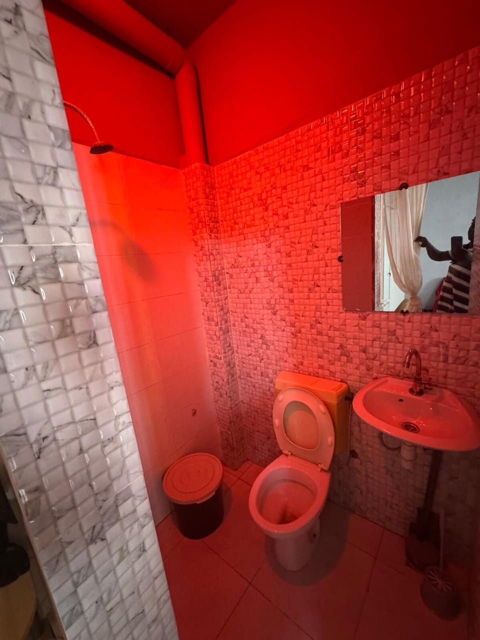 Bedroom, bathroom and modern open bar Apartment in Dakar