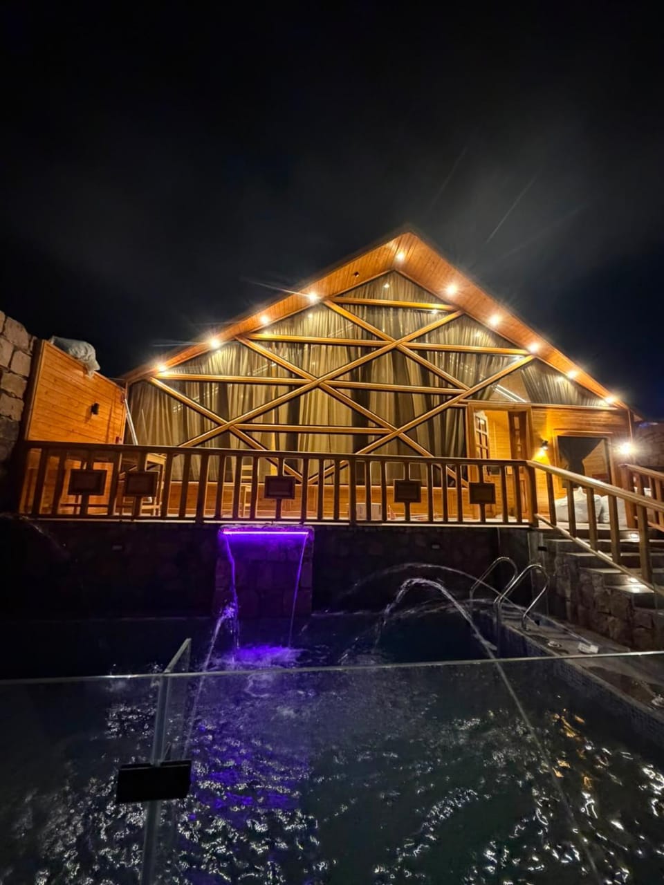 Property building, Night, Pool view, Swimming pool