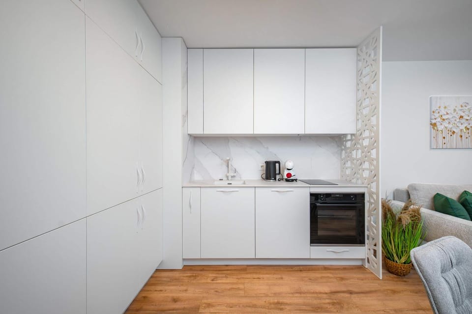Coffee/tea facilities, Kitchen or kitchenette, oven, stove