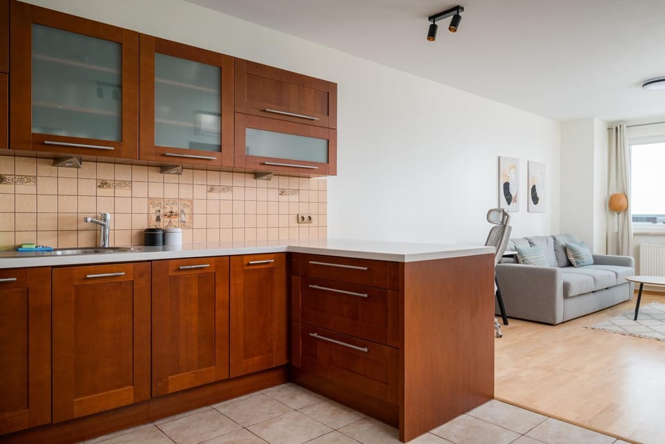 Kitchen or kitchenette, Living room, Seating area, Dining area, stove