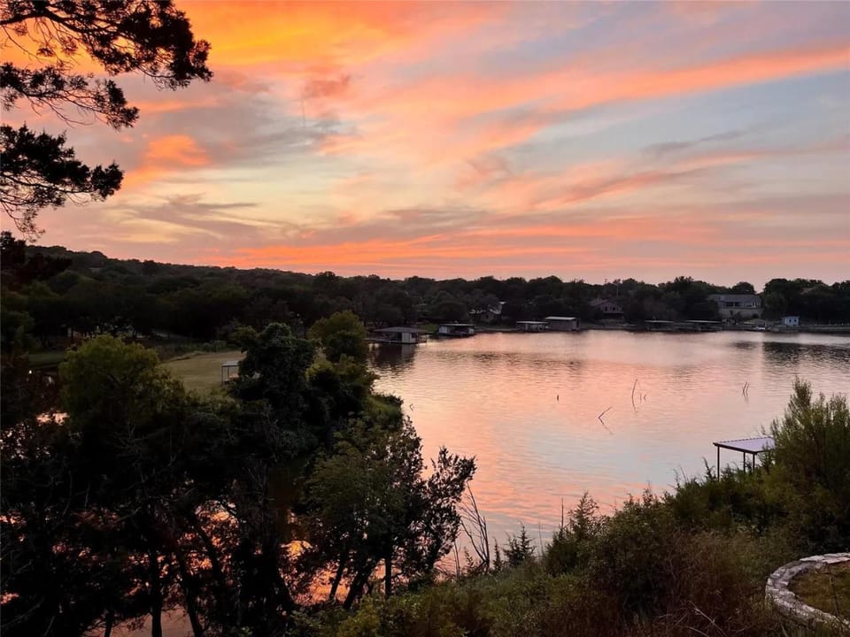 Lake Granbury Waterfront Dock Sunset Views House in Granbury