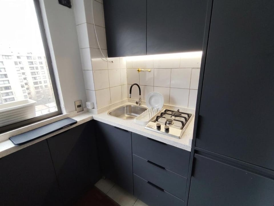Kitchen or kitchenette, stove